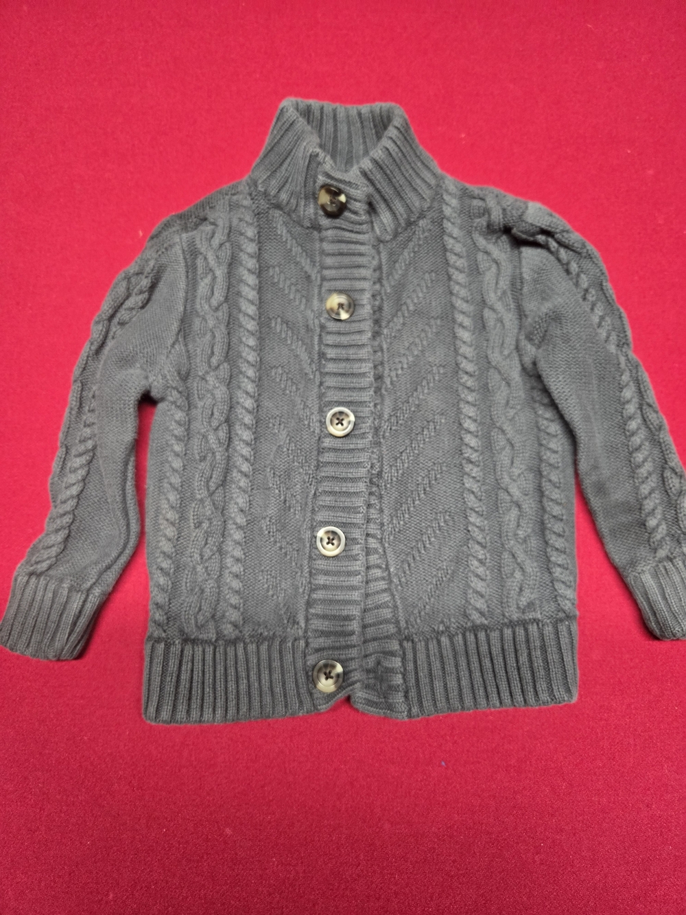 Cat & Jack Gray Cable Knit Button-Up Sweater